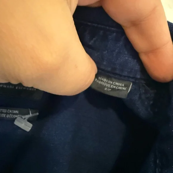 Armani Exchange Vintage Dark Blue Denim Western Y2K‎ Button Down Shirt- size S - Picture 8 of 9